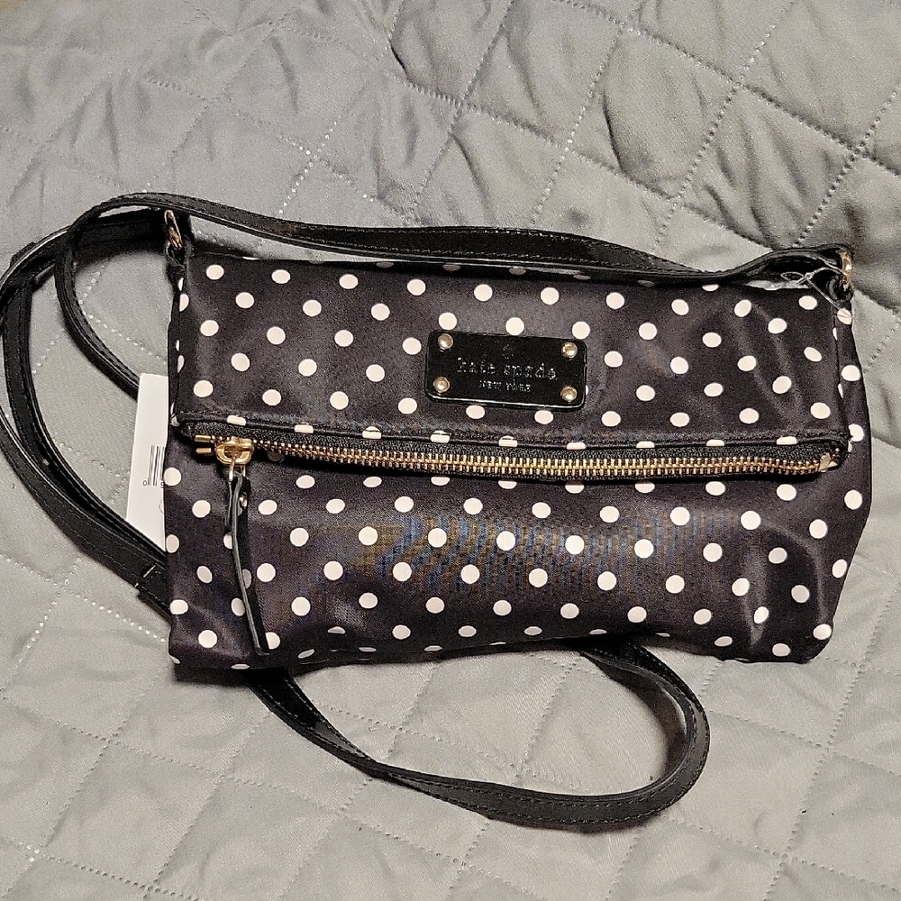 Kate Spade Navy and White Polka Dot Crossbody Bag